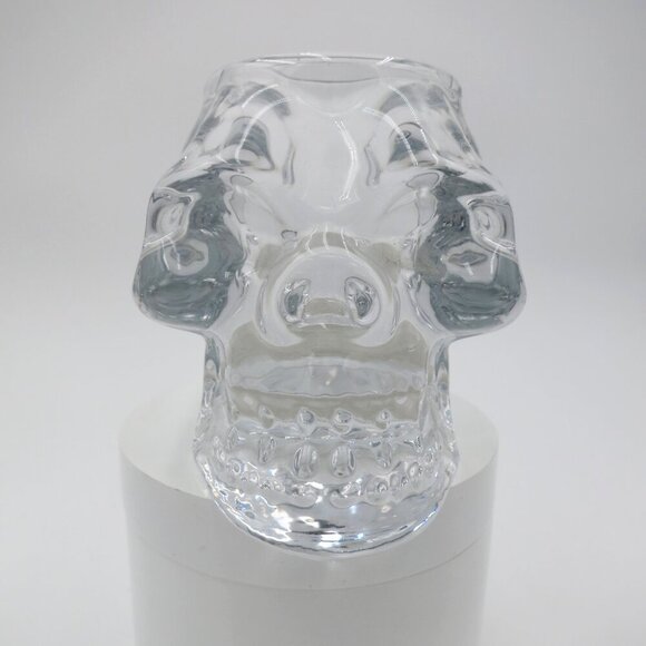 Heavy Clear Glass Skull Holder or Candle Decoration or Small Object Display - Picture 3 of 10